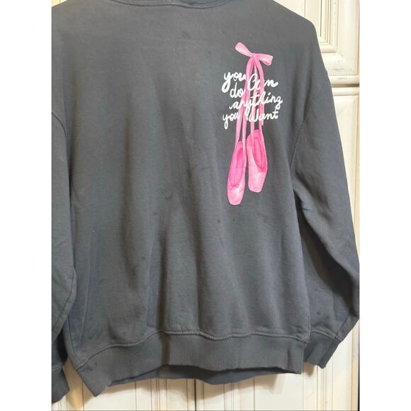 ZARA Girls Oversized Ballet Graphic Hoodie Sweatshirt Gray Size 13-14 - Picture 2 of 8
